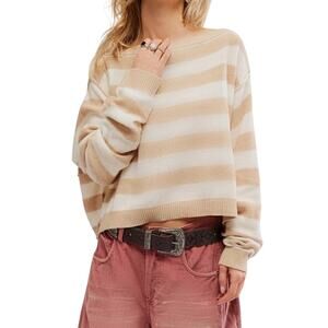 We The Free Women’s Into the Blue Oversized Crop Sweater Size Large – NWT Cozy